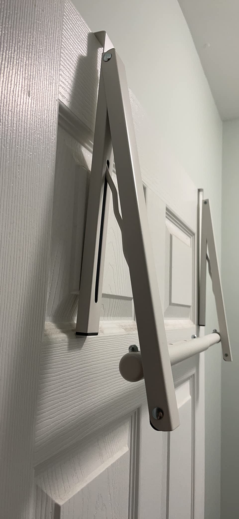 HOLDN' STORAGE Over The Door Hanger Rack Foldable, White | Rack for Hanging Towels, Coats & Clothes, Holds 35 LBs, Over The Door Hanger Hooks for Bedroom, Washroom and Office customer photo 2