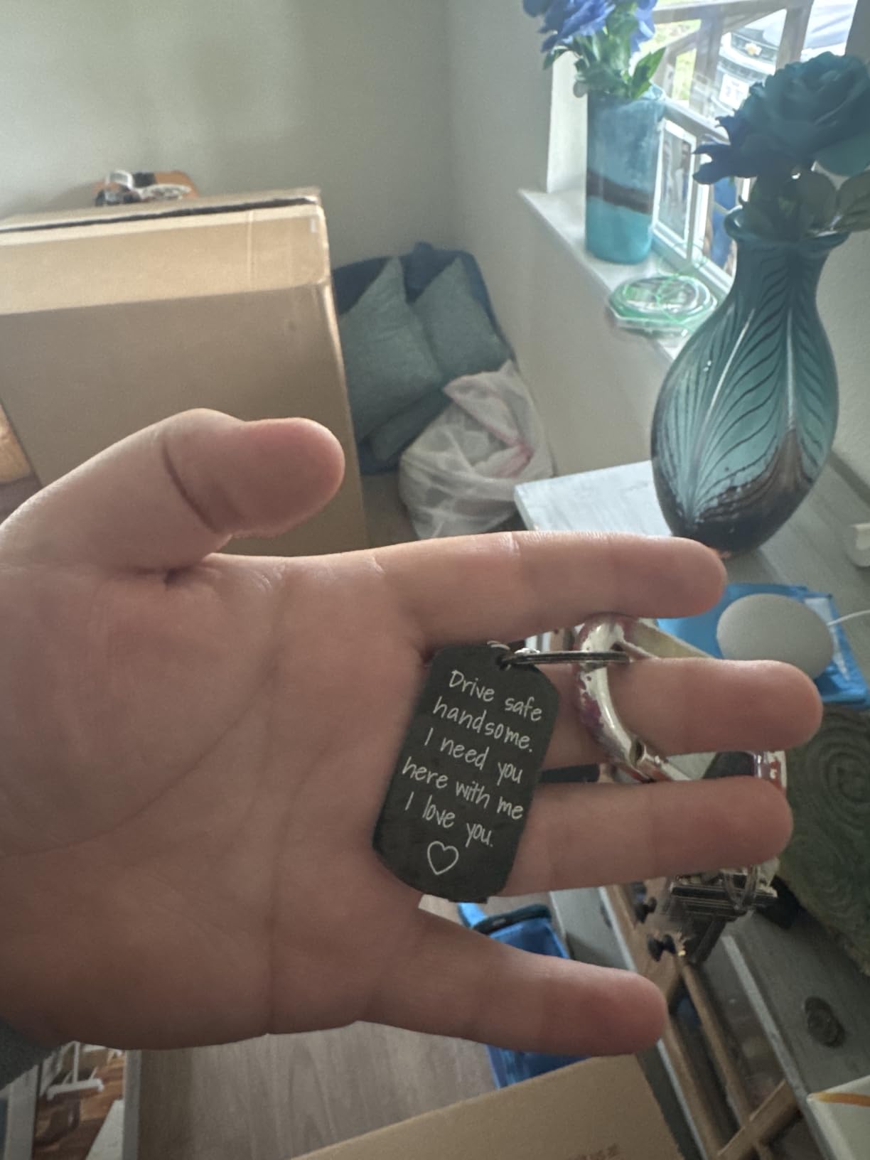 iWenSheng Drive Safe Keychain for Boyfriend Husband - Drive Safe Handsome I Need You Here With Me Keyring, Birthday Valentine's Day Gifts for Him Men customer photo 1