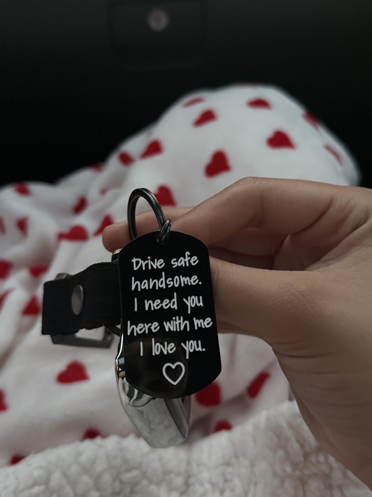 iWenSheng Drive Safe Keychain for Boyfriend Husband - Drive Safe Handsome I Need You Here With Me Keyring, Birthday Valentine's Day Gifts for Him Men customer photo 2