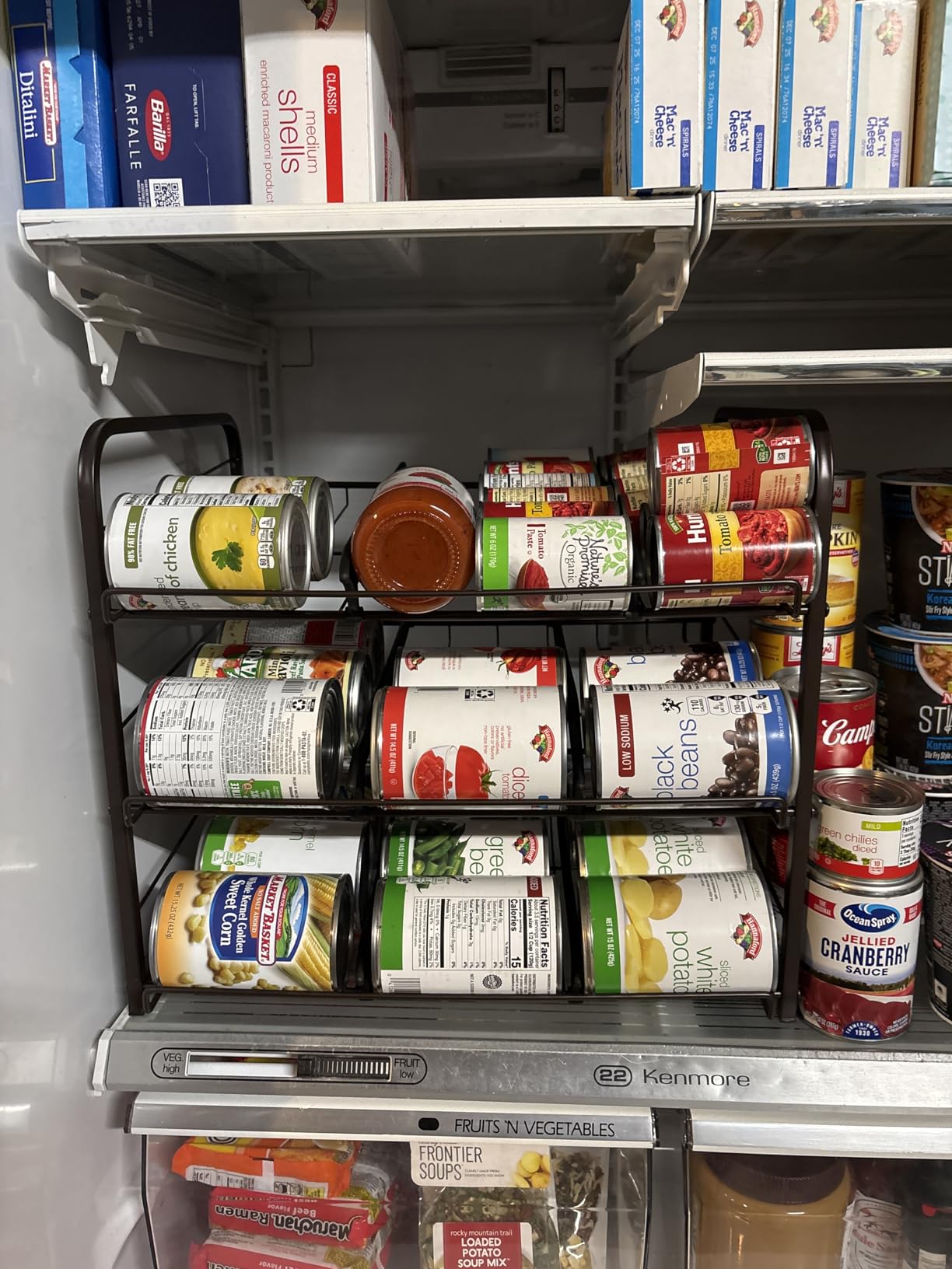 Can Rack Organizer, 3 Tier Stackable Can Storage Dispenser, Black | Can Food Storage Rack | Holds 36 Cans | Space-Saving Pantry & Cabinet | Easy Access to Canned Goods - 13.4