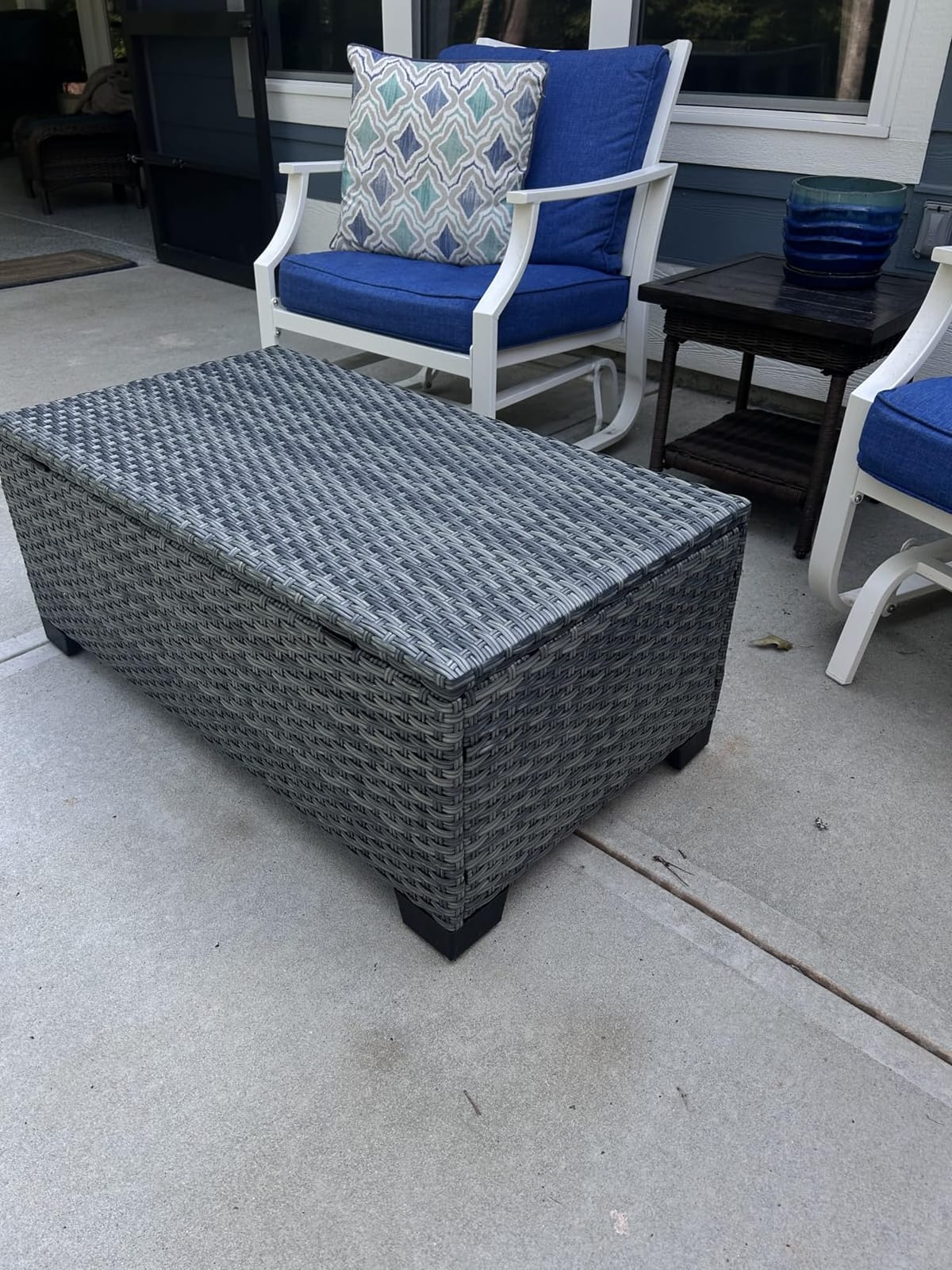 Rattaner Patio Coffee Table with Storage Wicker Outdoor Coffee Table and All-Weather Wicker Side Table with Waterproof Cover, Black customer photo 1
