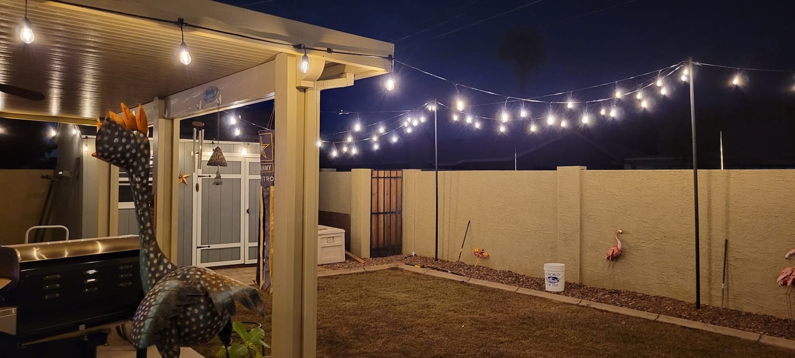 EXCELLO GLOBAL PRODUCTS Bistro String Light Poles - 4 Pack - Extends to 10 Feet - Universal Mounting Options Included customer photo 1