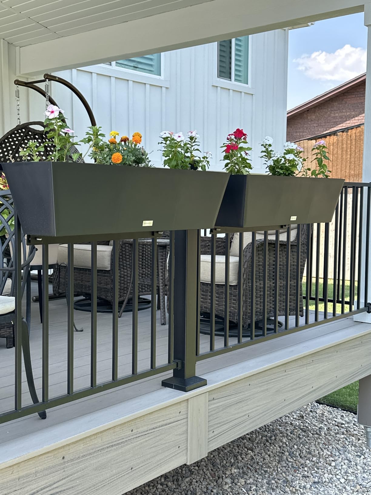 Veradek Pure Series Railing Planter - Tapered Window Box with Bracket | Made From Durable Plastic With Adjustable Metal Railing Bracket. Modern Railing/Fence Decor for Plants and Flowers customer photo 2