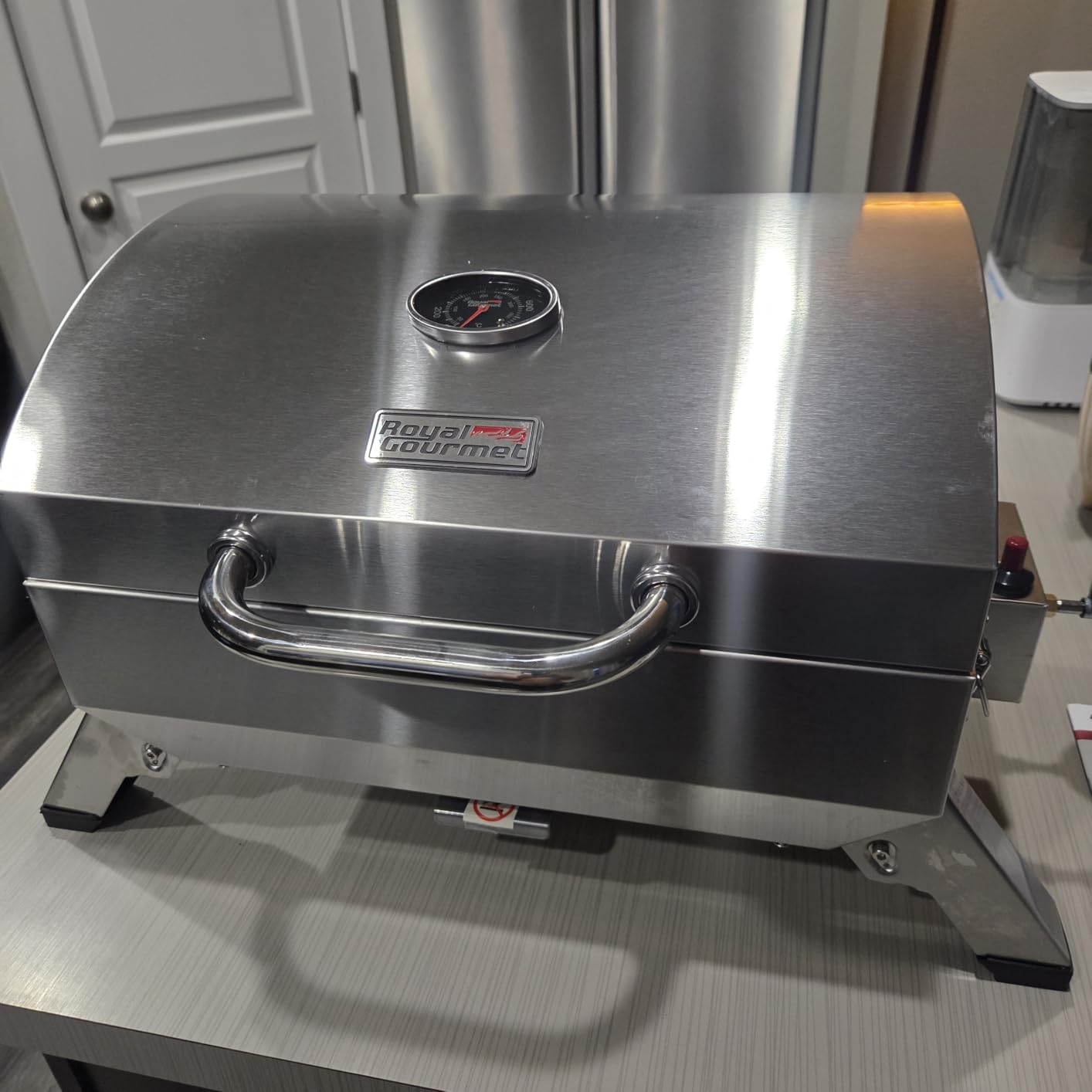 Royal Gourmet GT1001 Stainless Steel Portable Grill, 10000 BTU BBQ Tabletop Gas Grill with Folding Legs and Lockable Lid, Outdoor Camping, Deck and Tailgating, Silver customer photo 2
