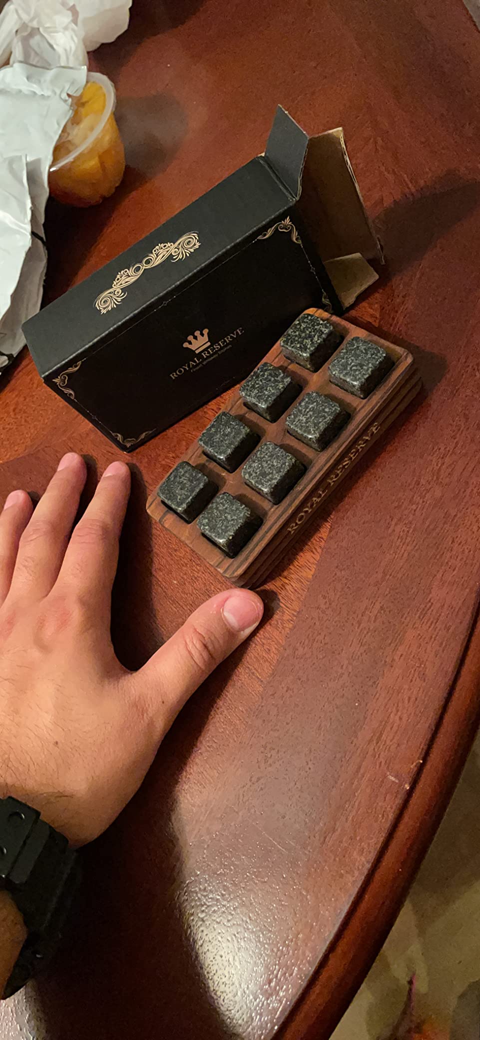 Whiskey Stones Gift Set by Royal Reserve - 8 Granite Chilling Rocks customer photo 1