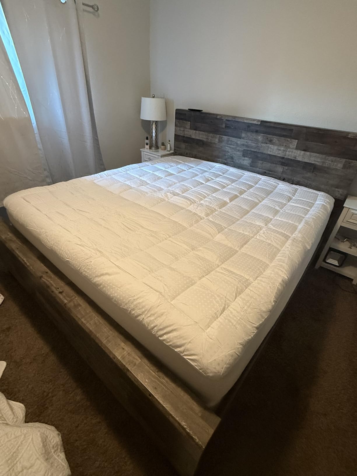 EASELAND Queen Mattress Pad Cotton Pillow Top Mattress Topper Dark Grey customer photo 2