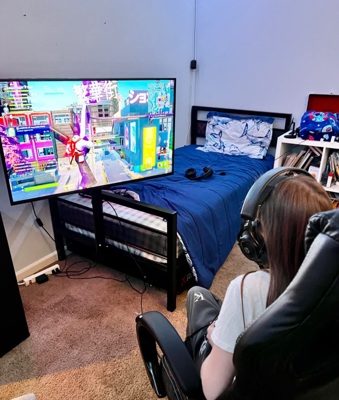 X Rocker Basecamp Full Size Gaming Bed, Rotating TV Mount with Vented Console Storage, Metal Mesh Frame with Slats, Amazon Exclusive, Black customer photo 1