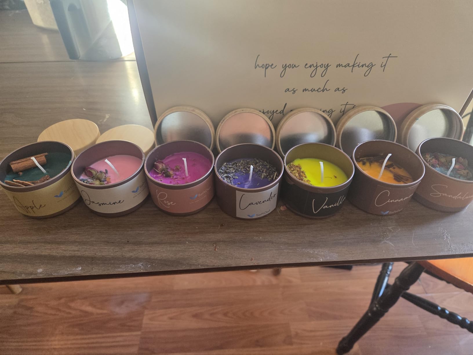 SoftOwl Premium Soy Candle Making Kit - Full Set - Soy Wax, Big 7oz Jars & Tins, 7 Pleasant Scents, Color Dyes & More - Perfect as Home Decorations - DIY Starter Scented Candles Making Kit customer photo 1