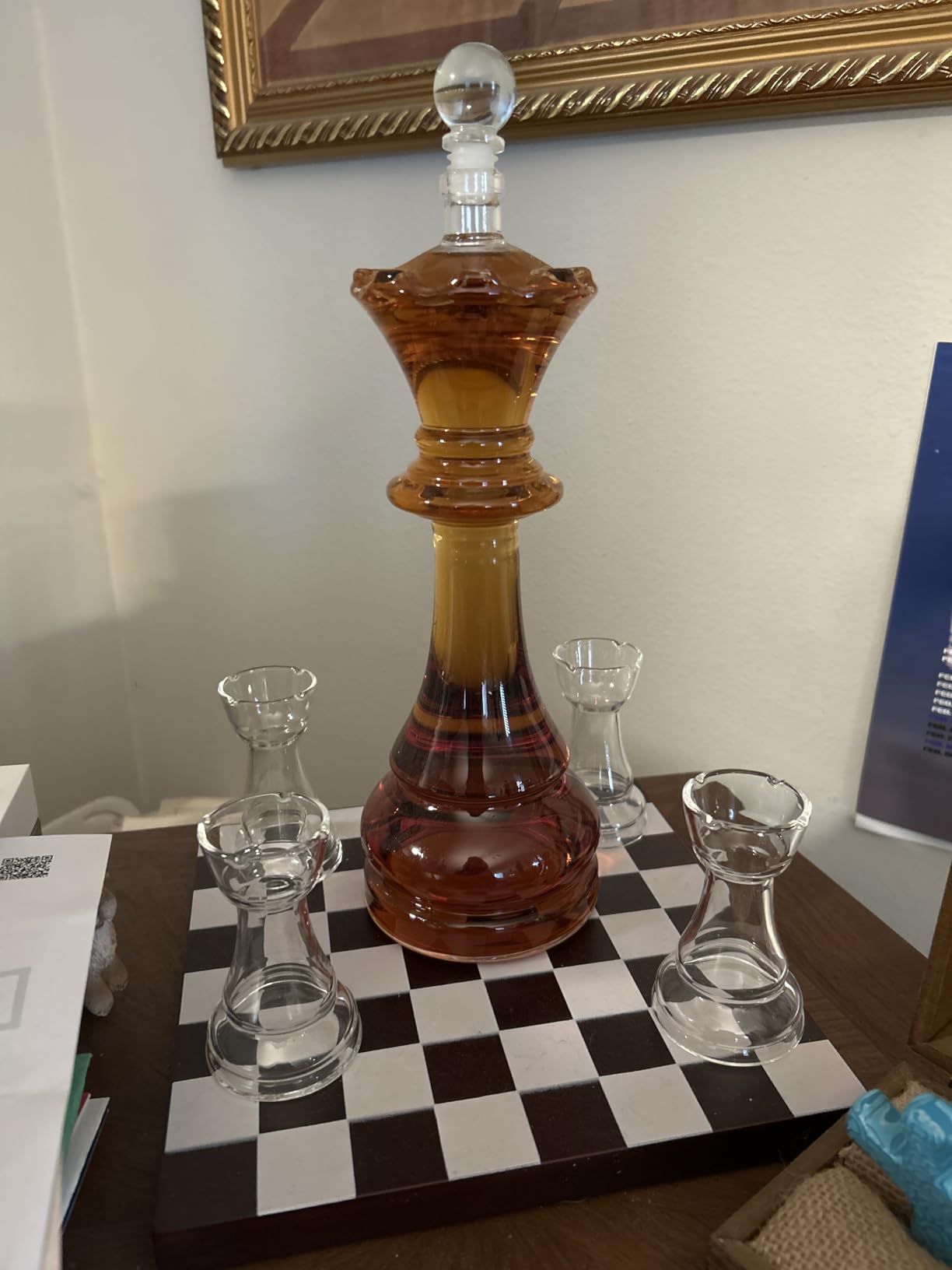Chess Gift Decanter Set by The Wine Savant - Queen Chess Decanter 750ml 12