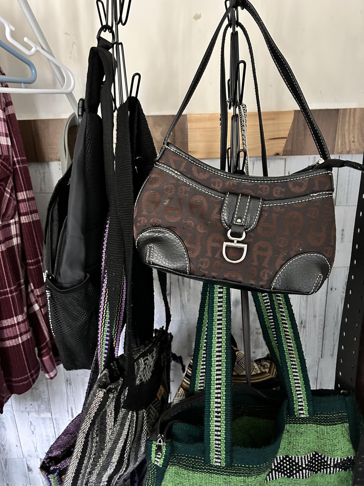 ZEDODIER 2 Pack Purse Hanger, Purse Organizer for Closet, Holds 12 Bags | Metal Hanging 12 Hooks Handbag Holder for Bag Storage, 360 Rotating Design Keeps Purses Visible and Easy to Access, Silver customer photo 1