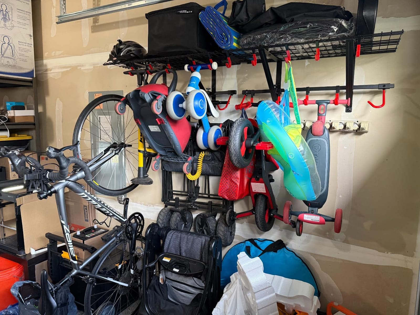 PLKOW Garage Wall Shelving Includes Bike Hooks, Sturdy Adjustable Garage Shelving Wall Mount Garage/Organizer (Black, 2-Pack) customer photo 1