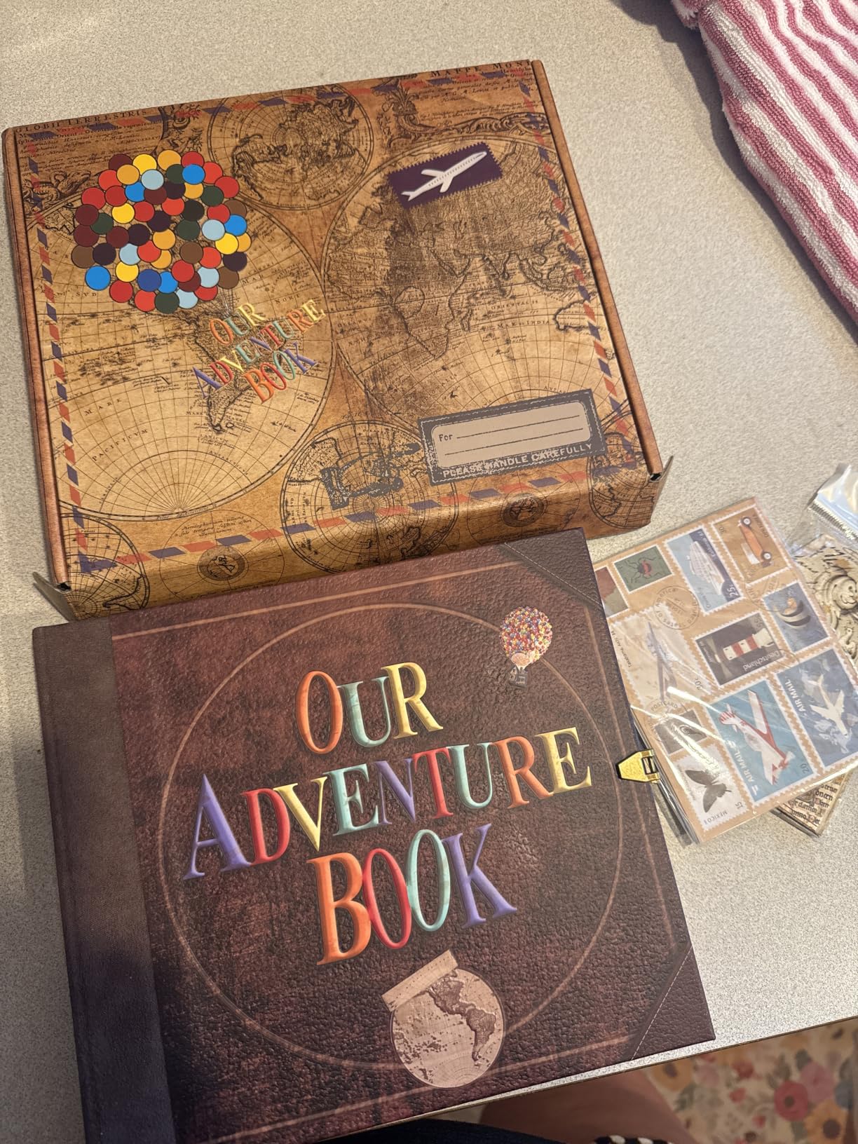 JIMBON Our Adventure Book Scrapbook Photo Album Retro Style Embossed Letter Cover Travel Diary Journal Scrap Book Kit For Couples customer photo 2