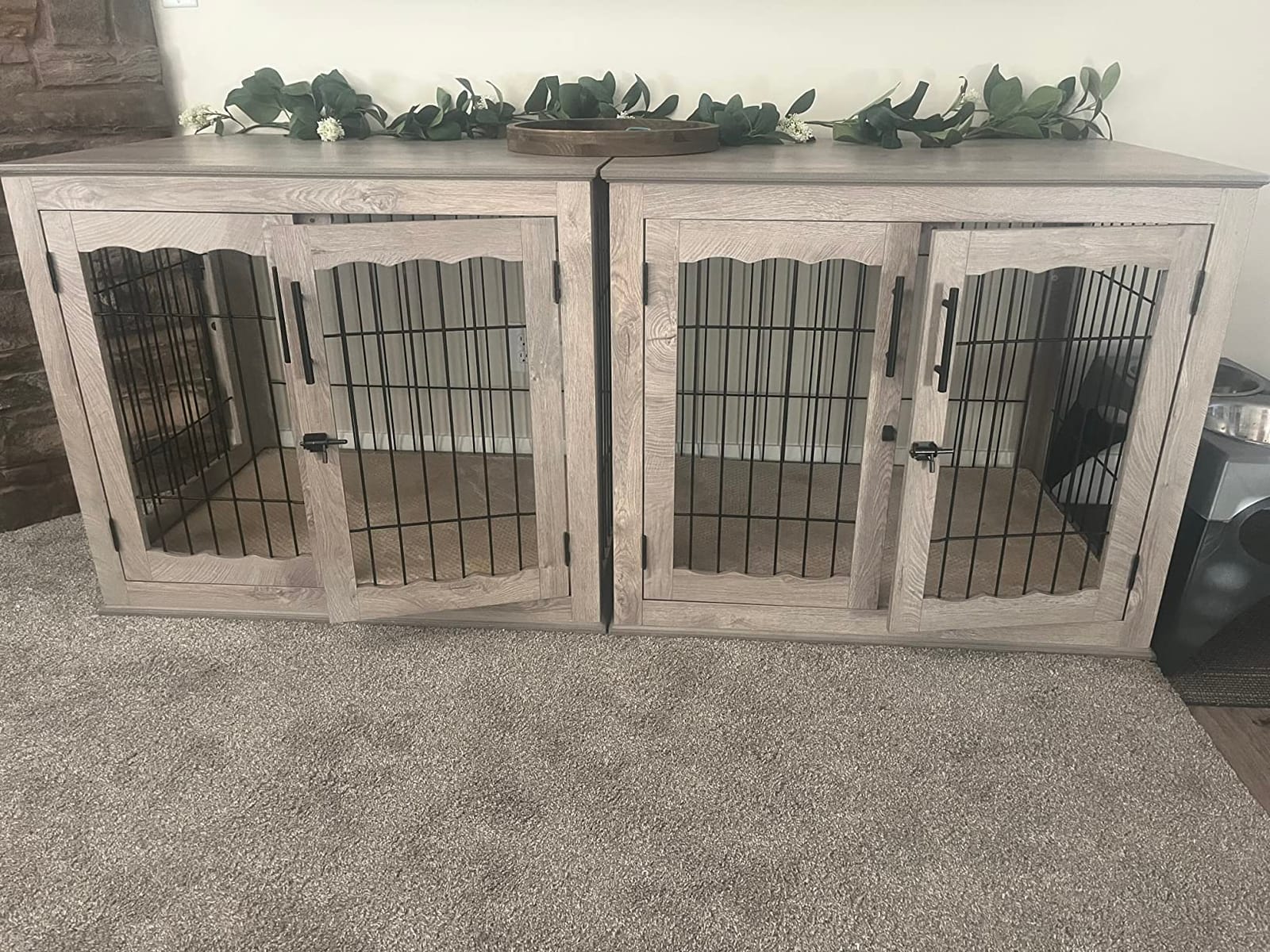 beeNbkks Furniture Style Dog Crate End Table, Double Doors Wooden Wire Dog Kennel with Pet Bed, Decorative Pet Crate Dog House Indoor Medium Large customer photo 2