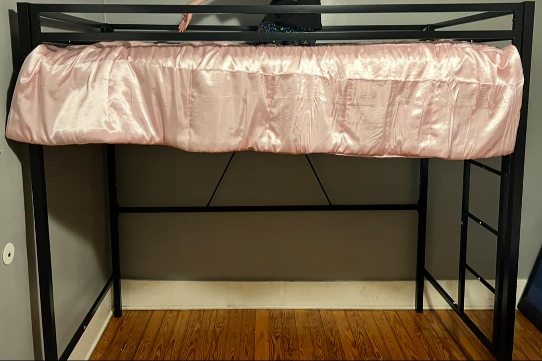 Allewie Metal Loft Bed Twin Size with Guardrail and Ladder, Black customer photo 1