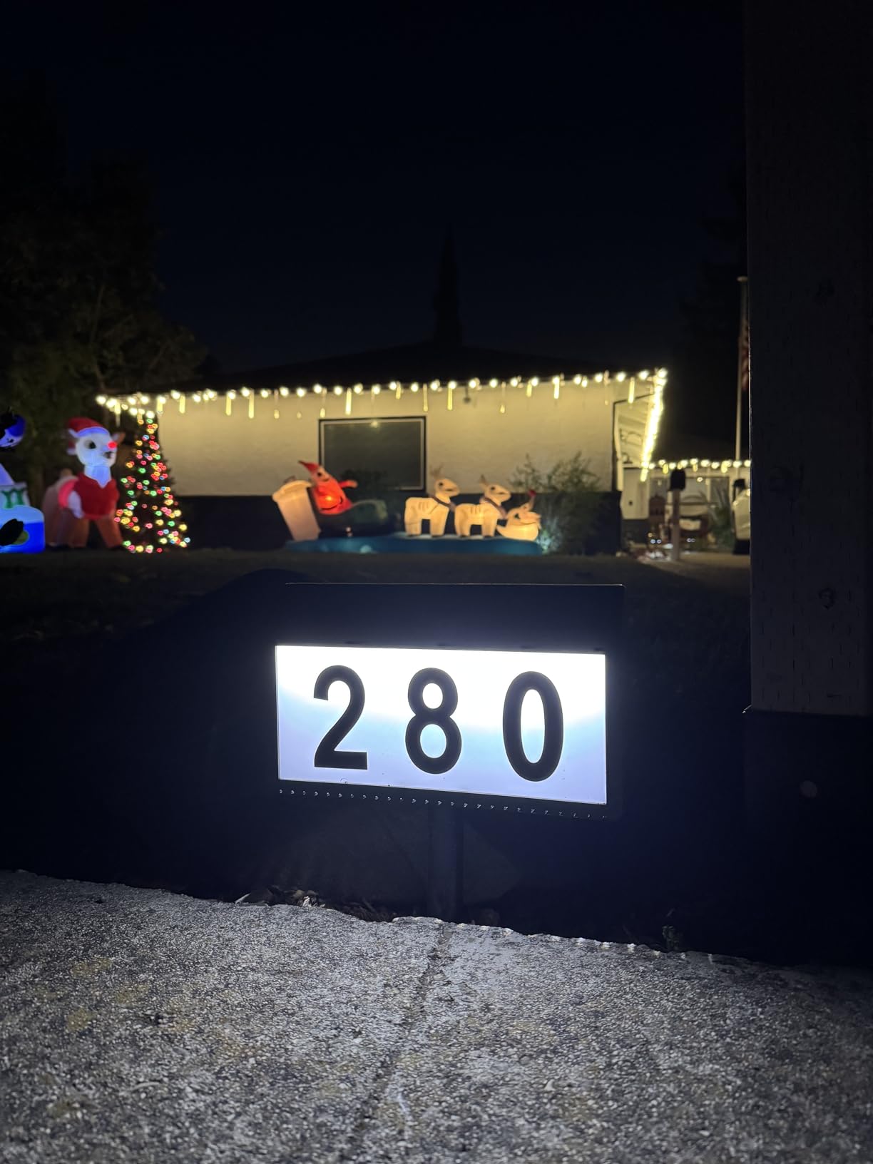 MAXvolador Solar Powered Address Sign House Number Waterproof 3-Light Modes | LED Illuminated Address Plaque, Wall Mounted & In Ground, Outdoor Address Numbers with Stakes for Outside Yard Home Driveway customer photo 2
