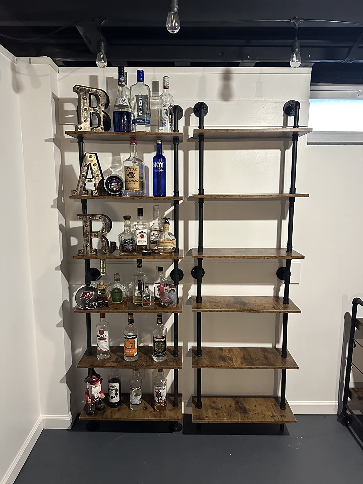 Industrial Pipe Shelving, 6-Tier Pipe Shelves Ladder Shelf, Modern Bookcase Wall Mount Bookshelf with Metal Frame, Book Shelves Wall Decor Wood Shelves for Home, Living Room, Office (23.6x9.8x78.8) customer photo 1