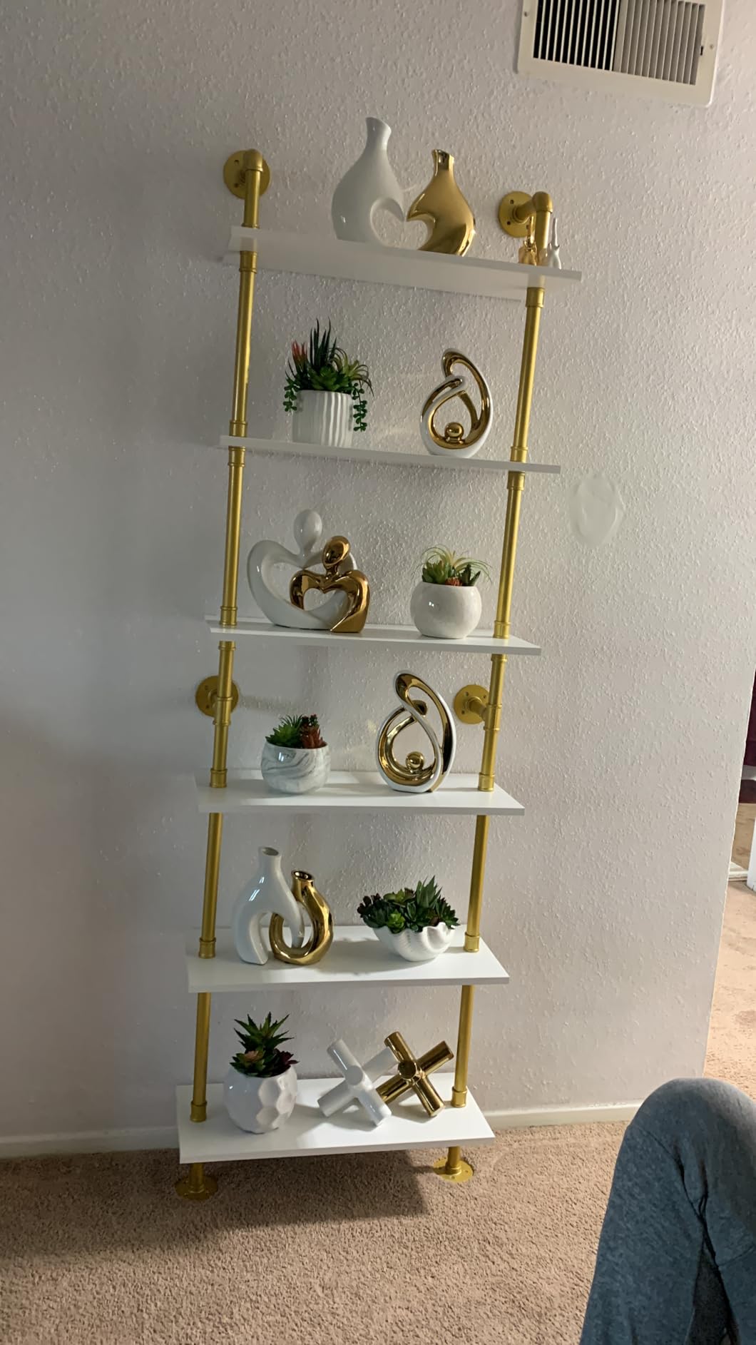 Industrial Pipe Shelving, 6-Tier Pipe Shelves Ladder Shelf, Modern Bookcase Wall Mount Bookshelf with Metal Frame, Book Shelves Wall Decor Wood Shelves for Home, Living Room, Office (23.6x9.8x78.8) customer photo 2