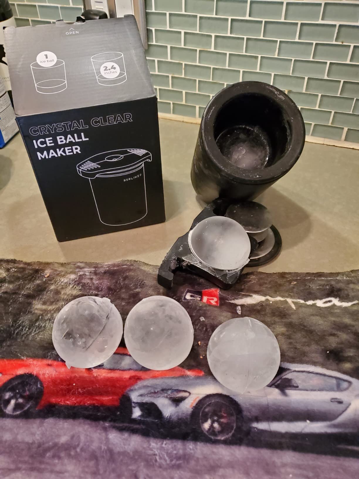 Berlinzo Ice Ball Maker Mold - 4 Clear 2.4in Whiskey Spheres, Non-Electric customer photo 1