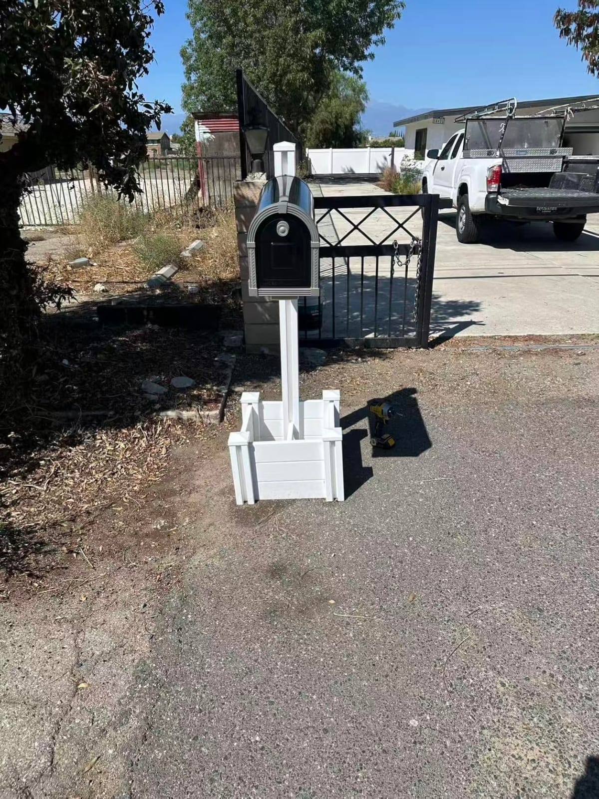 Brunswick Large, Steel, Post Mount Mailbox, Black with Brushed Nickel | Galvanized steel build for outside with rust-resistant powder-coat finish and a magnetic door closure. USPS approved. customer photo 1