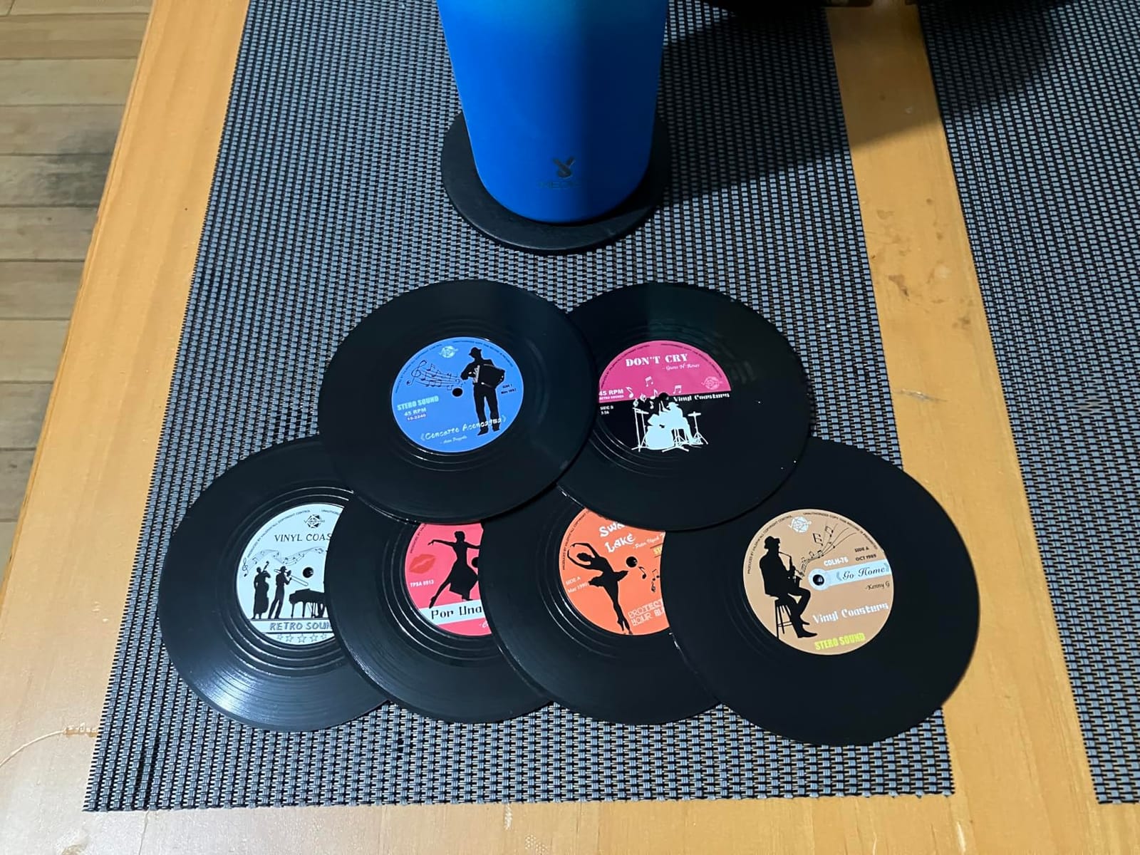 Valdivia Funny Retro Vinyl Record Coasters with Player, Set of 6 Music Coasters for Drinks customer photo 1