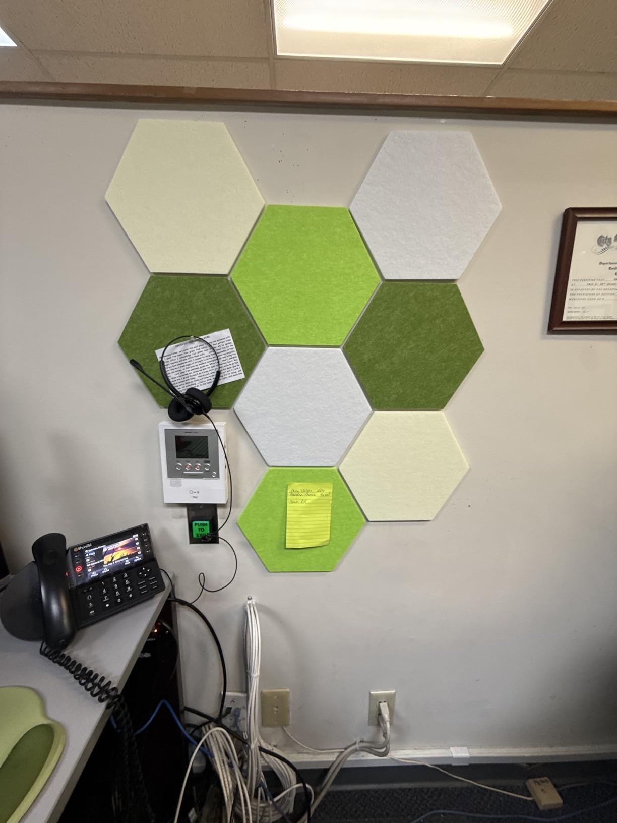 8-Pack Hexagon Felt Bulletin Board Tiles, Cork Board Alternative | For students and teachers creating vision boards in homes, offices, dorms or classrooms; includes 30 push pins. customer photo 2