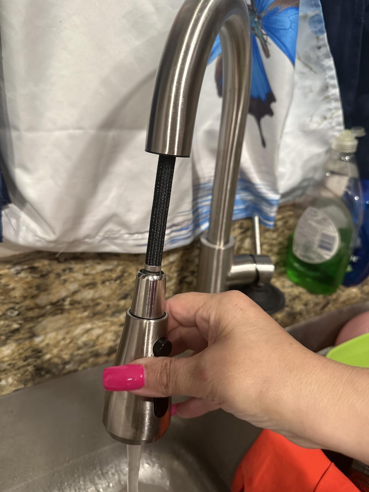Hiqufet Kitchen Faucet, Pull Down Sprayer, Brushed Nickel | Easy Install, 360 Swivel, 3 Spray Modes, SUS304 Stainless Steel, Fits RV/Laundry/Bar Sinks, Lead-Free customer photo 1