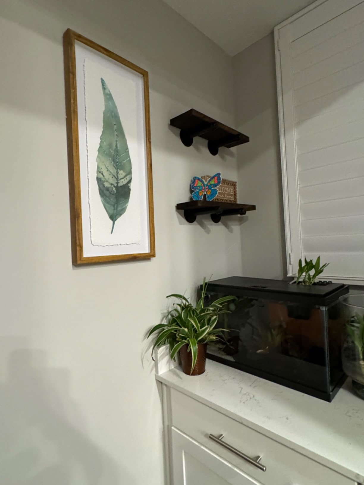 Wall Mounted Floating Shelves, Floating Shelves with Industrial Pipe Brackets Set of 2 Rustic Wood Storage Shelf for Bedroom Living Room Bathroom Kitchen Office and More (2, Brown) customer photo 2