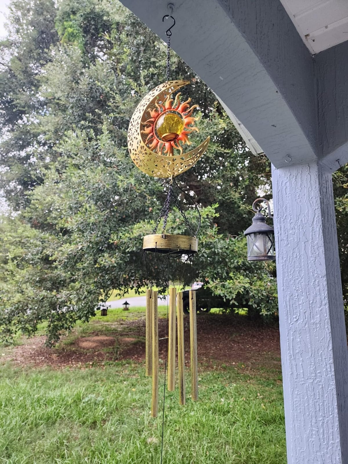 JYPS Sun Moon Solar Wind Chimes, 47-Inch Large Waterproof Windchimes for Outside with Glowing Crackle Glass Ball, Garden Patio Yard Decor Christmas Day Birthday Unique Gifts for Women Mom Grandma Wife customer photo 1