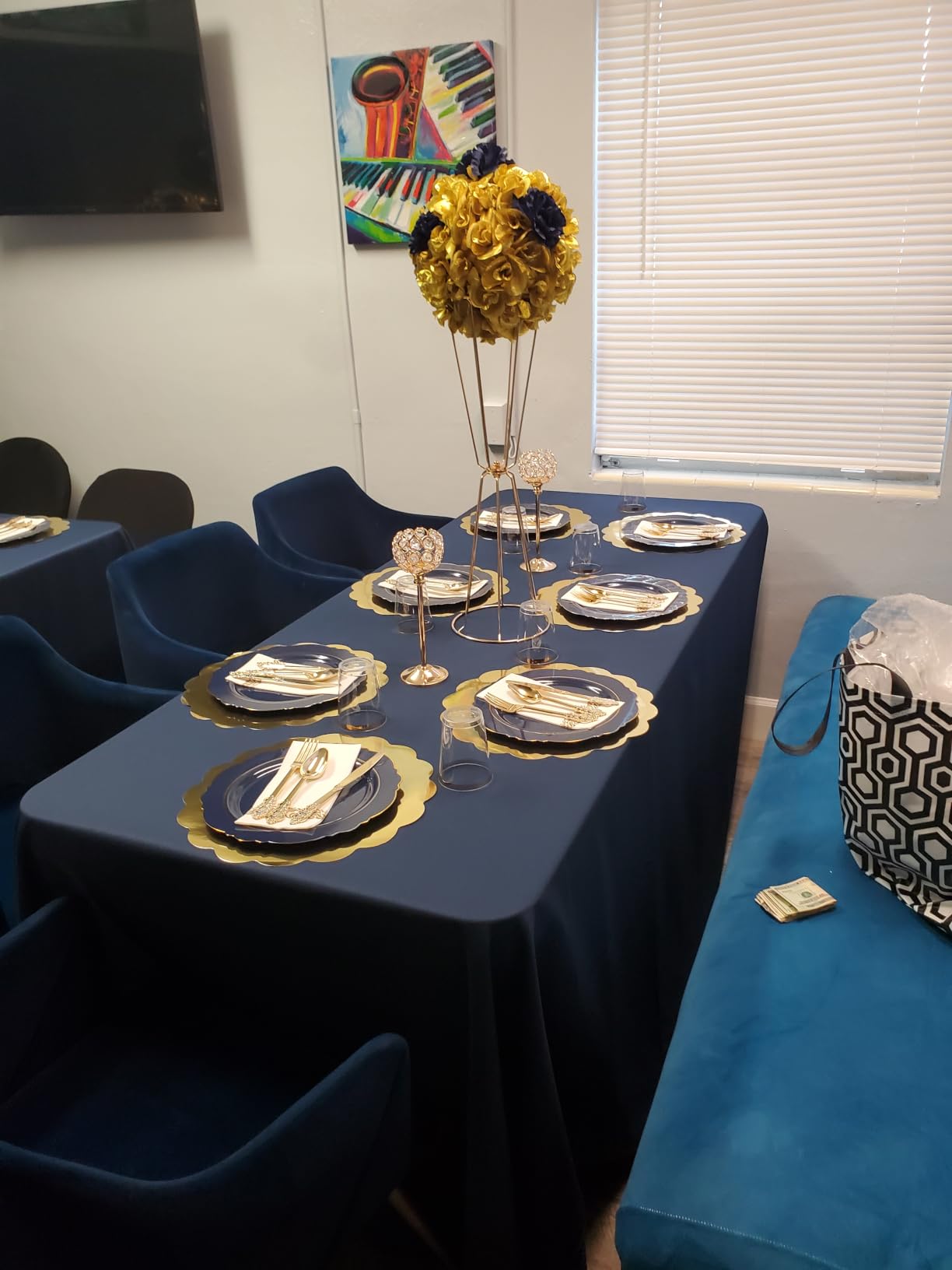 KIRE 25 Guest Halloween Plates Black Gold Plastic Plates Smiley Pumpkin include 50PCS Black &150PCS Gold Plastic Silverware&25PCS Clear Black Cups for Halloween Party customer photo 1