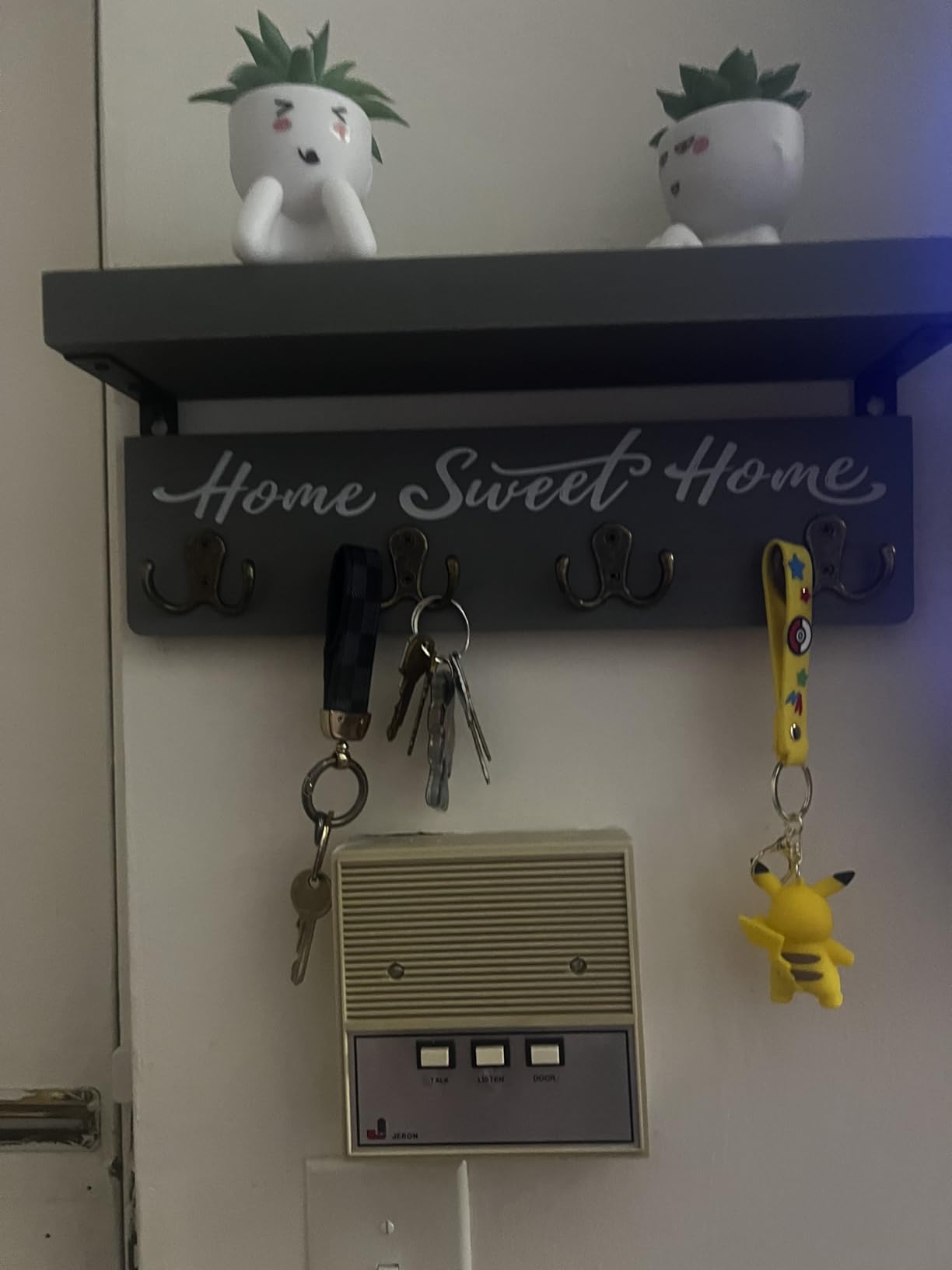 buways Key Holder Wall Mount with 8 Hooks and Cozy Home Sign (Gray) | Solid Wood, Floating Shelf for Keys, Mail, and Daily Essentials in Entryways, Hallways or Home Decor customer photo 2