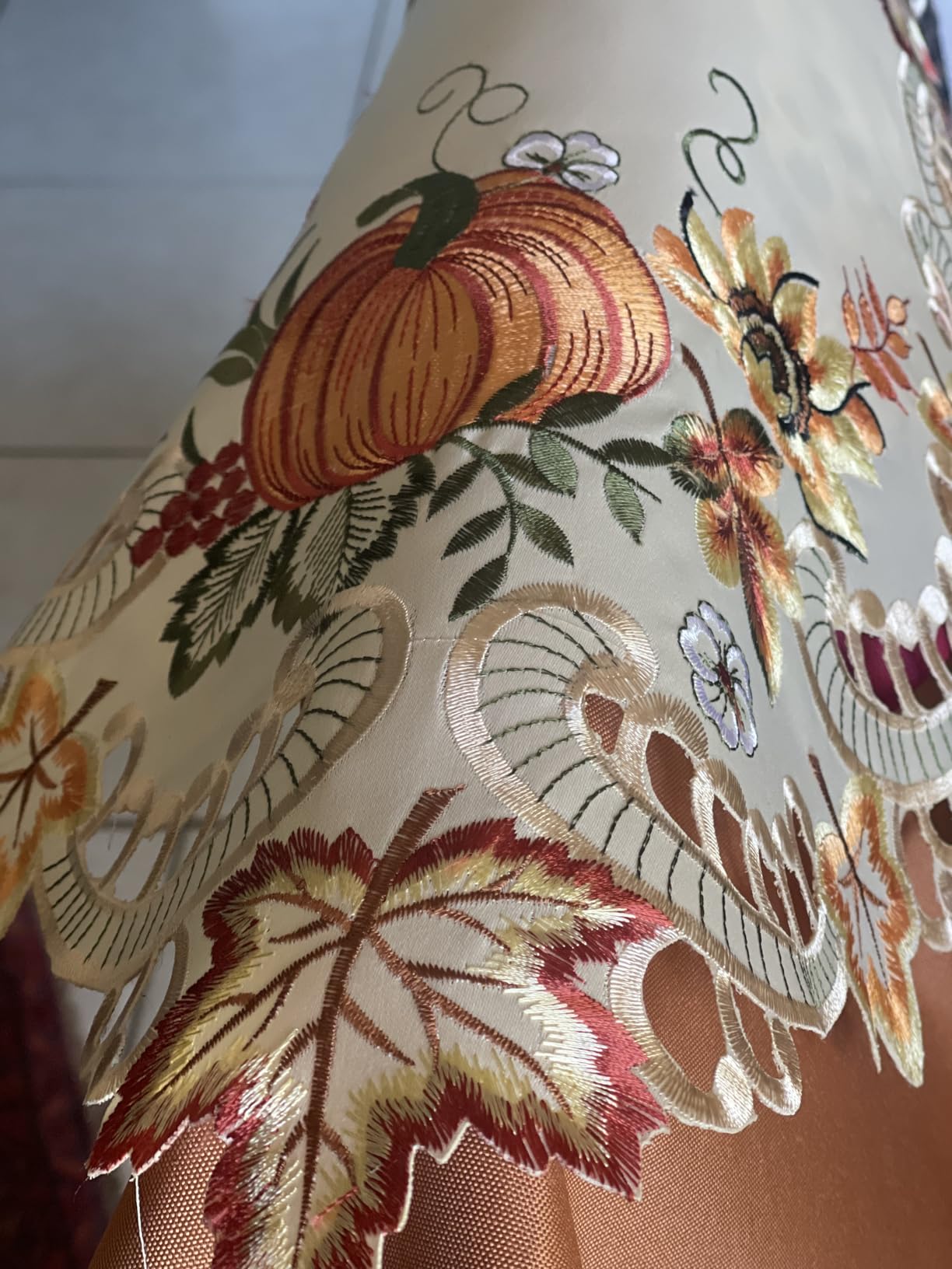 Simhomsen Thanksgiving Harvest Pumpkins Table Runners for Autumn Or Fall Decorations, Embroidery (14 × 54 Inches) customer photo 2