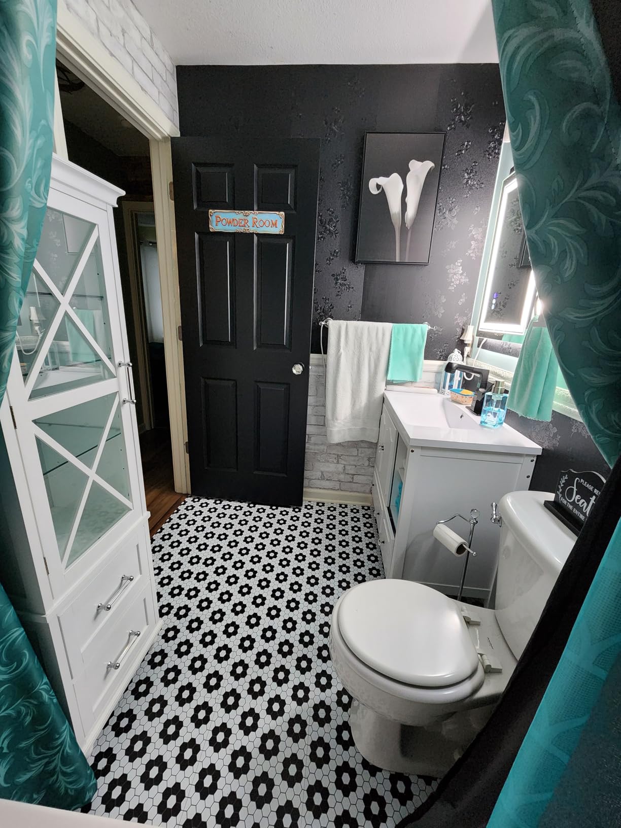 FloorPops Black Biscotto Peel & Stick Floor Tiles, FP3931 customer photo 1
