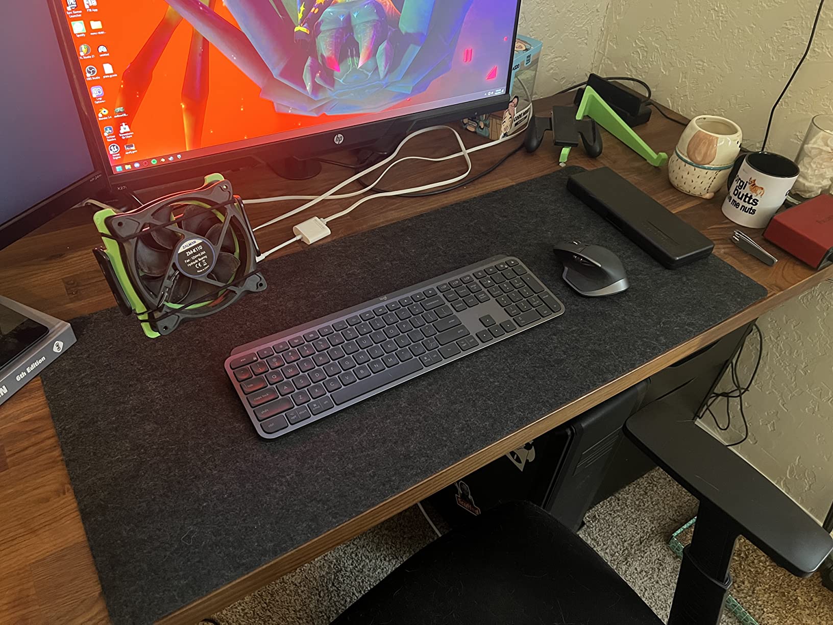 DAWNTREES Large Felt Desk Mat, 40''x16'' Full Keyboard and Mouse Pad - Non-Slip Computer Desk Mat for Desktop, Felt Desk Pad Protector for Office and Home, Dark Grey customer photo 1