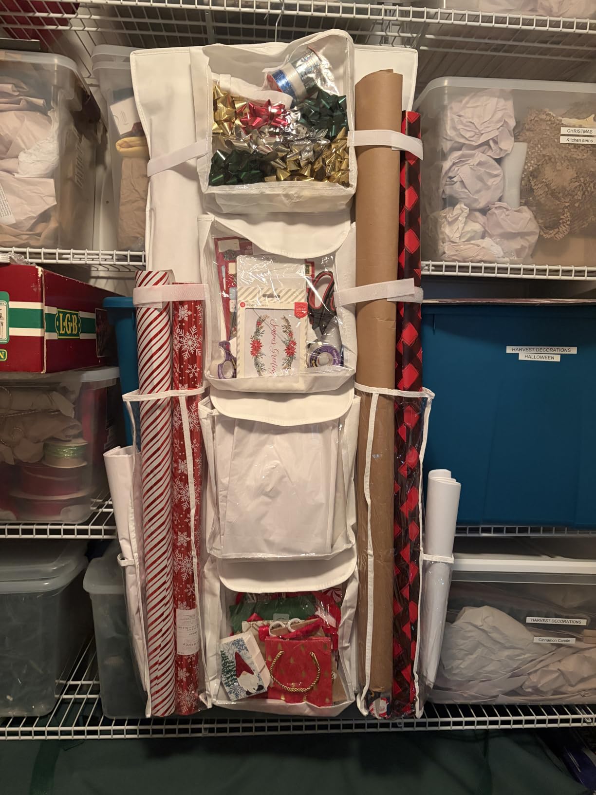 Simple Houseware Double-Sided Hanging Gift Wrap Organizer, Gray (Set of 1) customer photo 2
