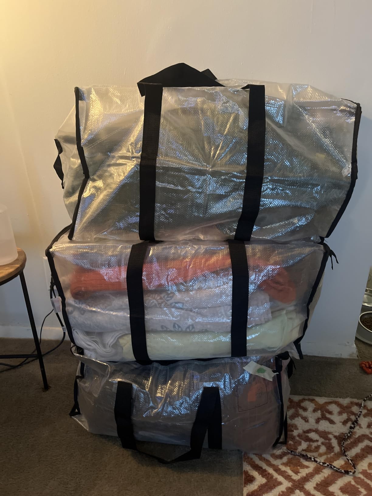 BALEINE 6-Pack Oversized Moving Bags with Reinforced Handles, Heavy-Duty Storage Tote for Clothes, Moving Supplies (Clear, 6-Pack) customer photo 1