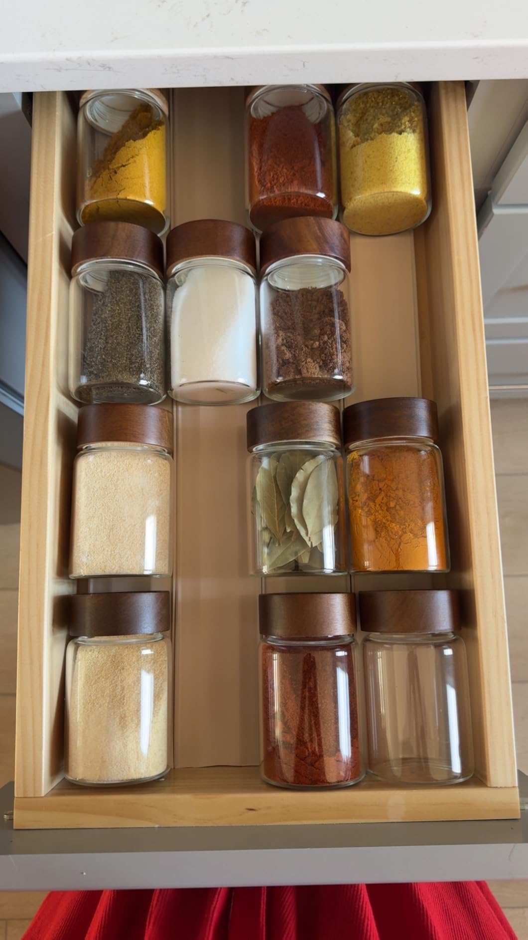 YouCopia SpiceLiner Adjustable Spice Drawer Liner, 10ft Roll, Sandstone, Seasoning and Spices Bottle Organizer Insert customer photo 1