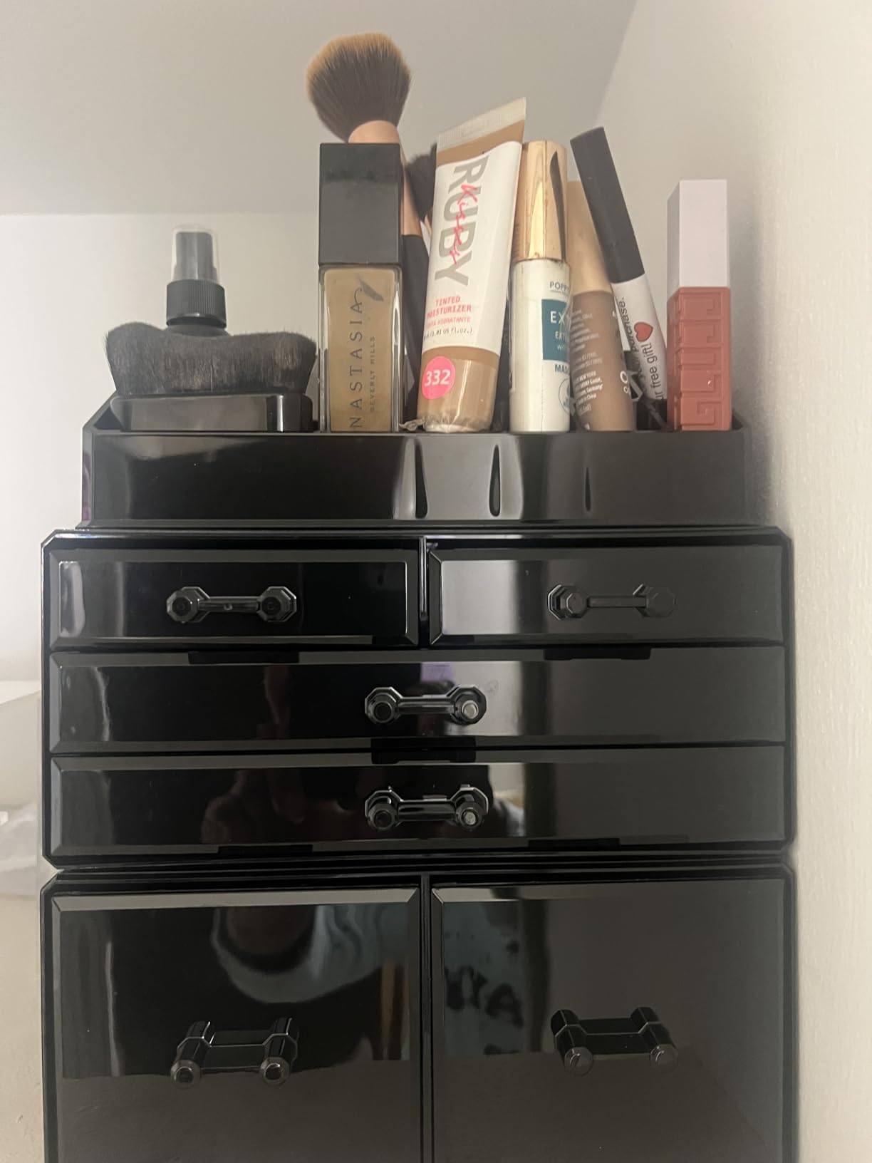 READAEER Makeup Organizer 3 Pieces Cosmetic Storage Case with 6 Drawers (Black) customer photo 1