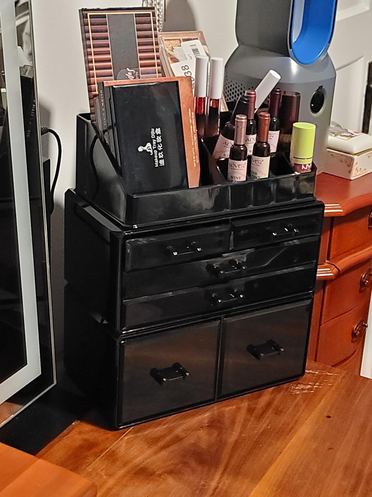 READAEER Makeup Organizer 3 Pieces Cosmetic Storage Case with 6 Drawers (Black) customer photo 2