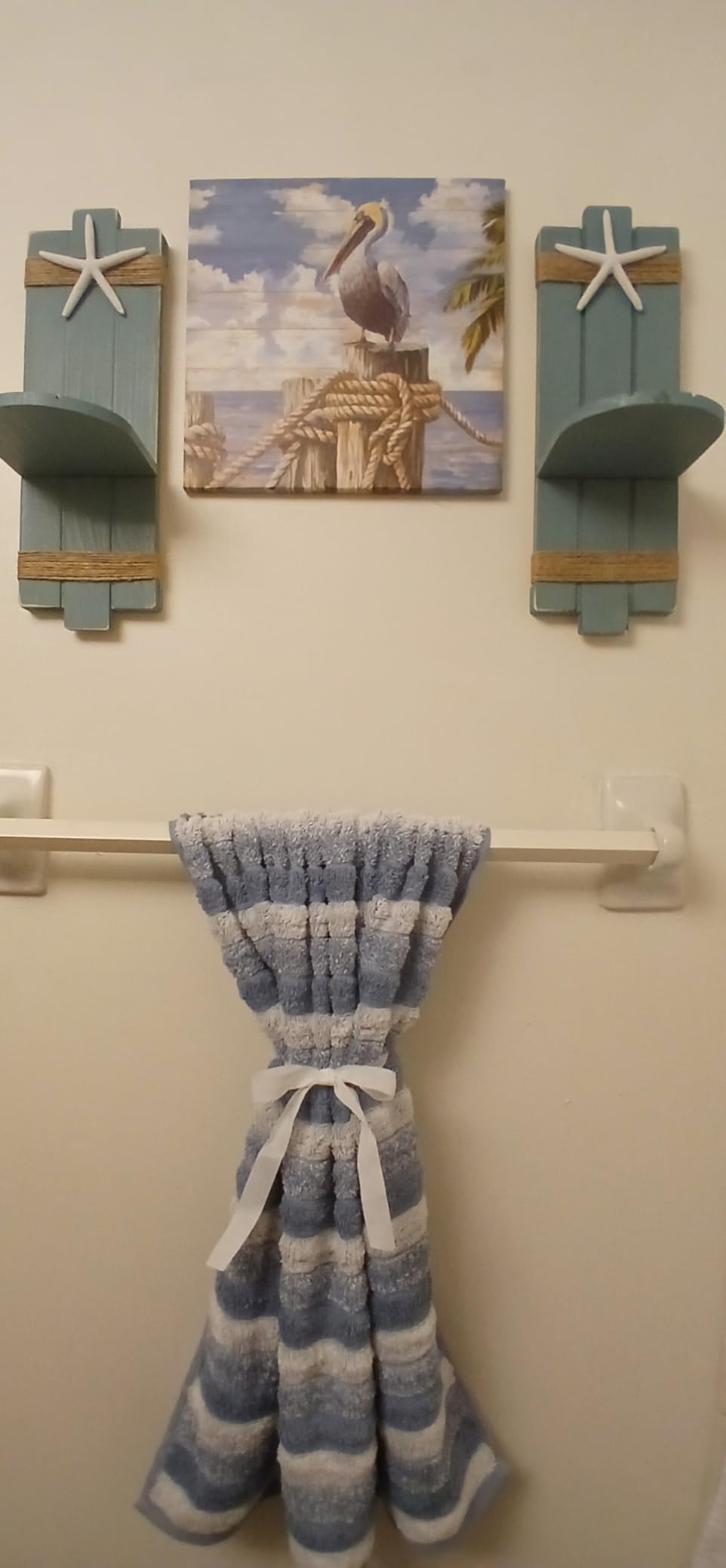 SOMTO Beach Starfish Wall Candle Sconces Decor, Ocean Themed Wall-Mount Candle Holders, Coastal Farmhouse Nautical Rustic Decorations for Bathroom, Living Room, Dining Room and Office, Set of 2 customer photo 2