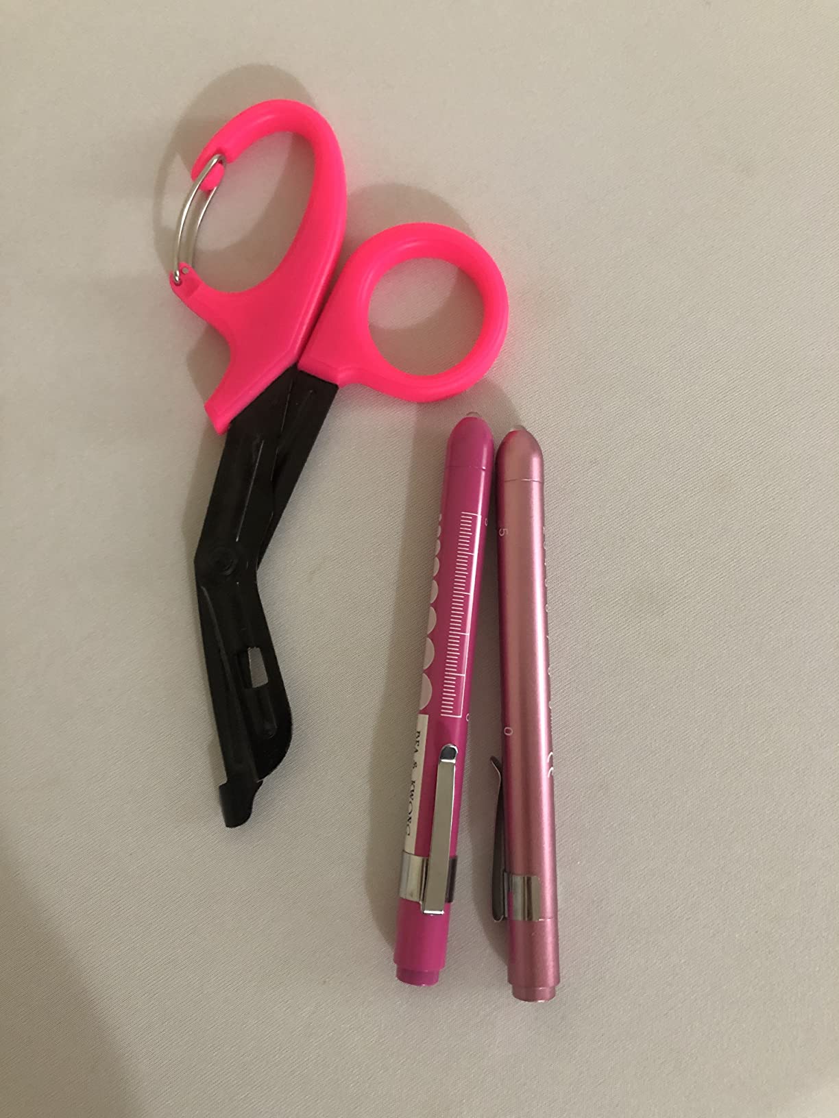 MEUUT 3 Pack Medical Scissors and PenLights with 4 AAA Batteries for Nurses | Medical Penlights, Pupil Gauge, 5cm Ruler, Pocket Clip, Patented Trauma Shears, Ergonomic Soft Grip, 7.8