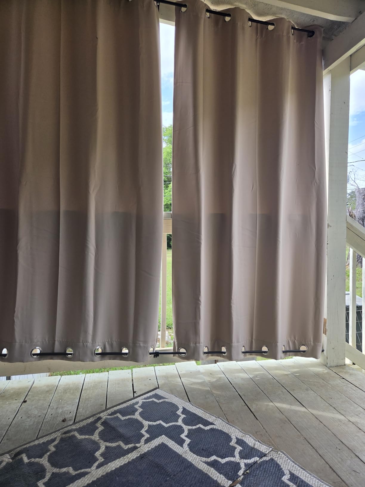 NICETOWN Weighted Outdoor Curtains for Patio Waterproof W52xL84 in 2 Panels | Windproof Drapes Top & Bottom Grommets, Weatherproof Thermal Insulated Blinds Keep Privacy for Yard/Porch, Biscotti Beige customer photo 1
