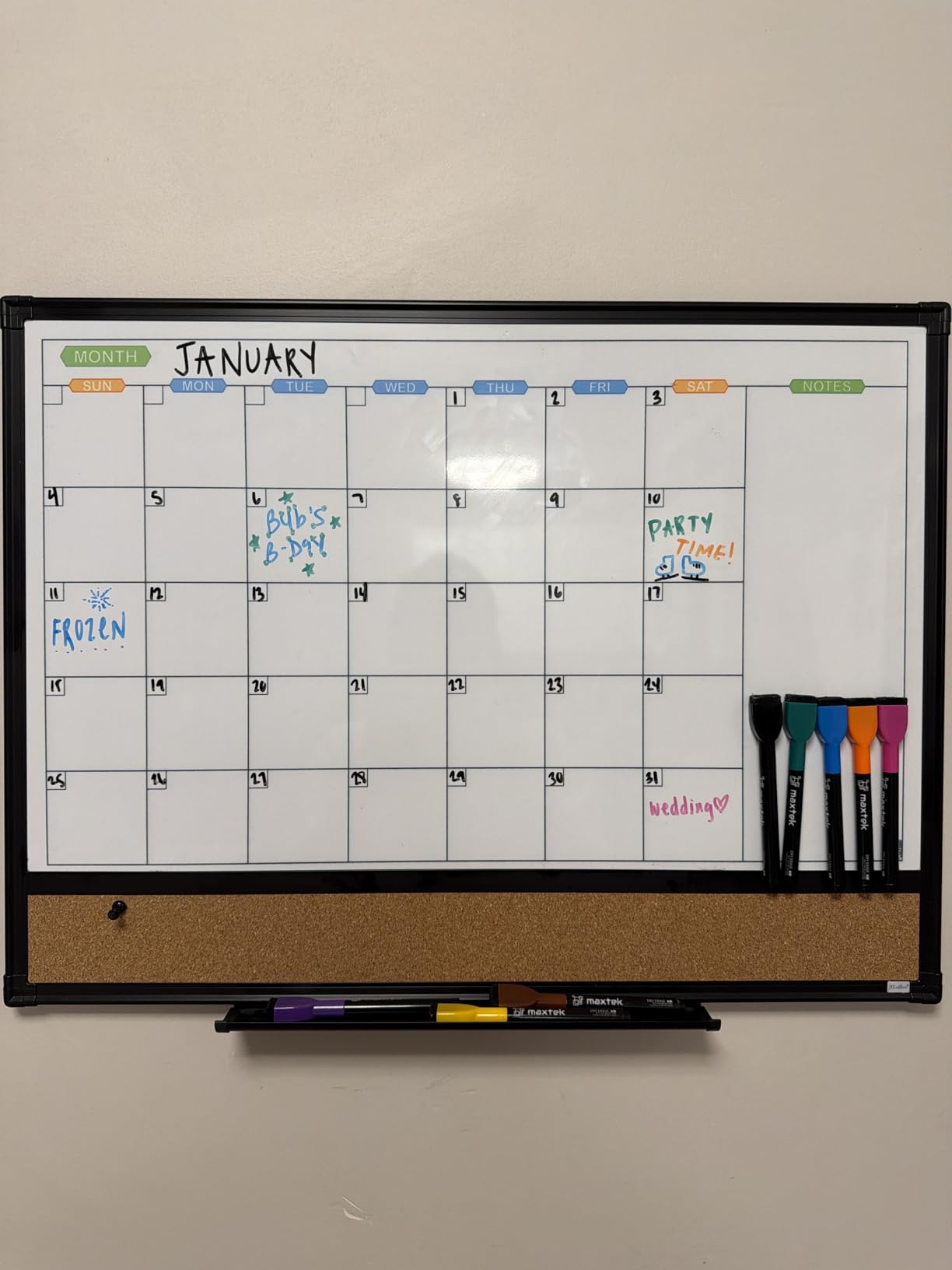 JILoffice Magnetic Dry Erase Calendar Whiteboard, 24