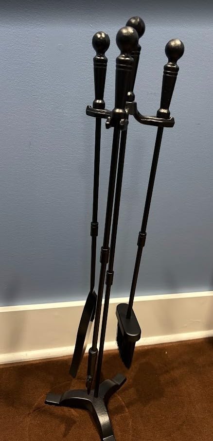 Gtongoko Fireplace Tools Set with Stand, 30-Inch Heavy Duty Steel | 4 Pcs Include Poker, Shovel, Brush, Powder-coated Finish, Ideal for Fireplaces, Wood Stoves and Fire pits, Indoor/Outdoor Use customer photo 2
