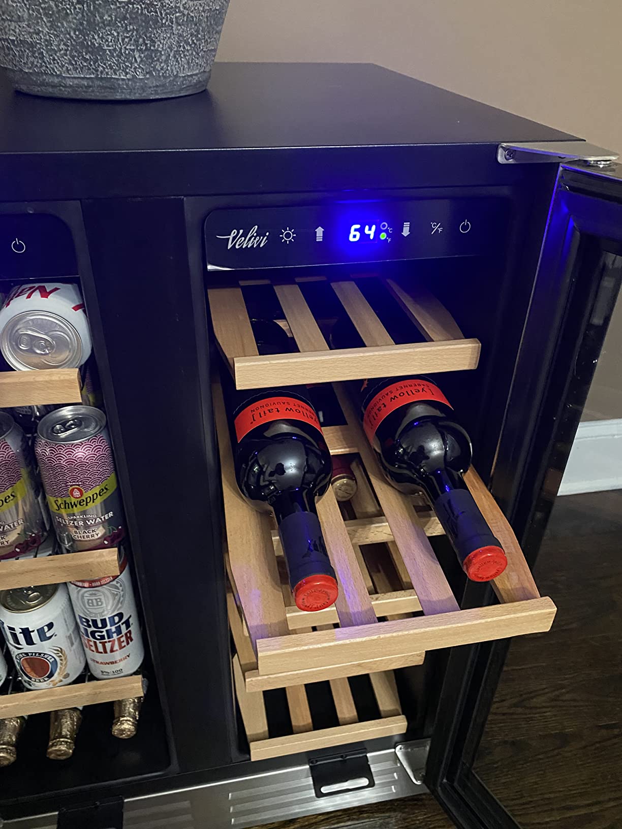 Wine and Beverage Refrigerator, 24 Inch Dual Zone Fridge with Glass Door, Built-In Cooler with Powerful and Quiet Cool System, 18 Bottles and 88 Cans Capacity Beverage Cooler customer photo 1