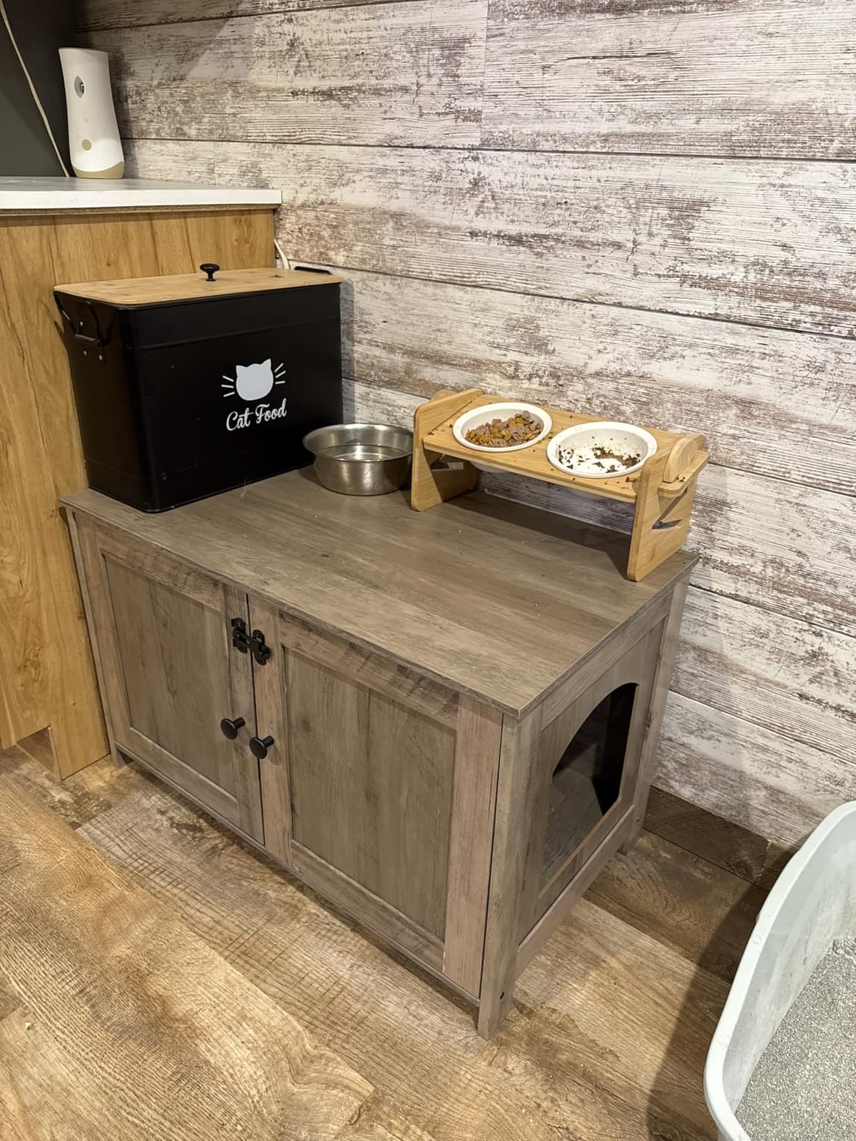 HOOBRO Litter Box Enclosure, Cat Litter Box Furniture with Removable Divider, Large Hidden Litter Box Furniture, Wooden Cat House, End Side Table, 31