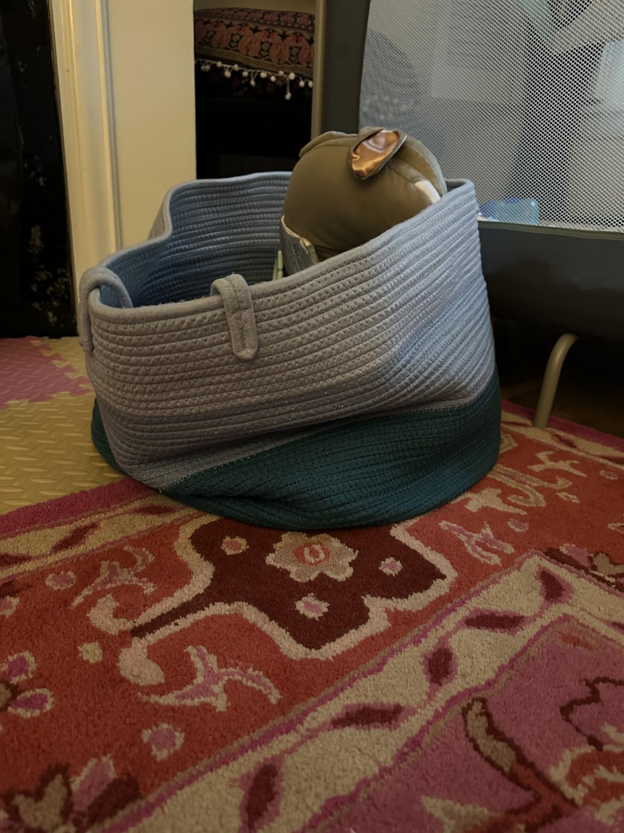 OrganiHaus Rainbow Toy Basket & Blanket Storage Bin, Nursery 20x13