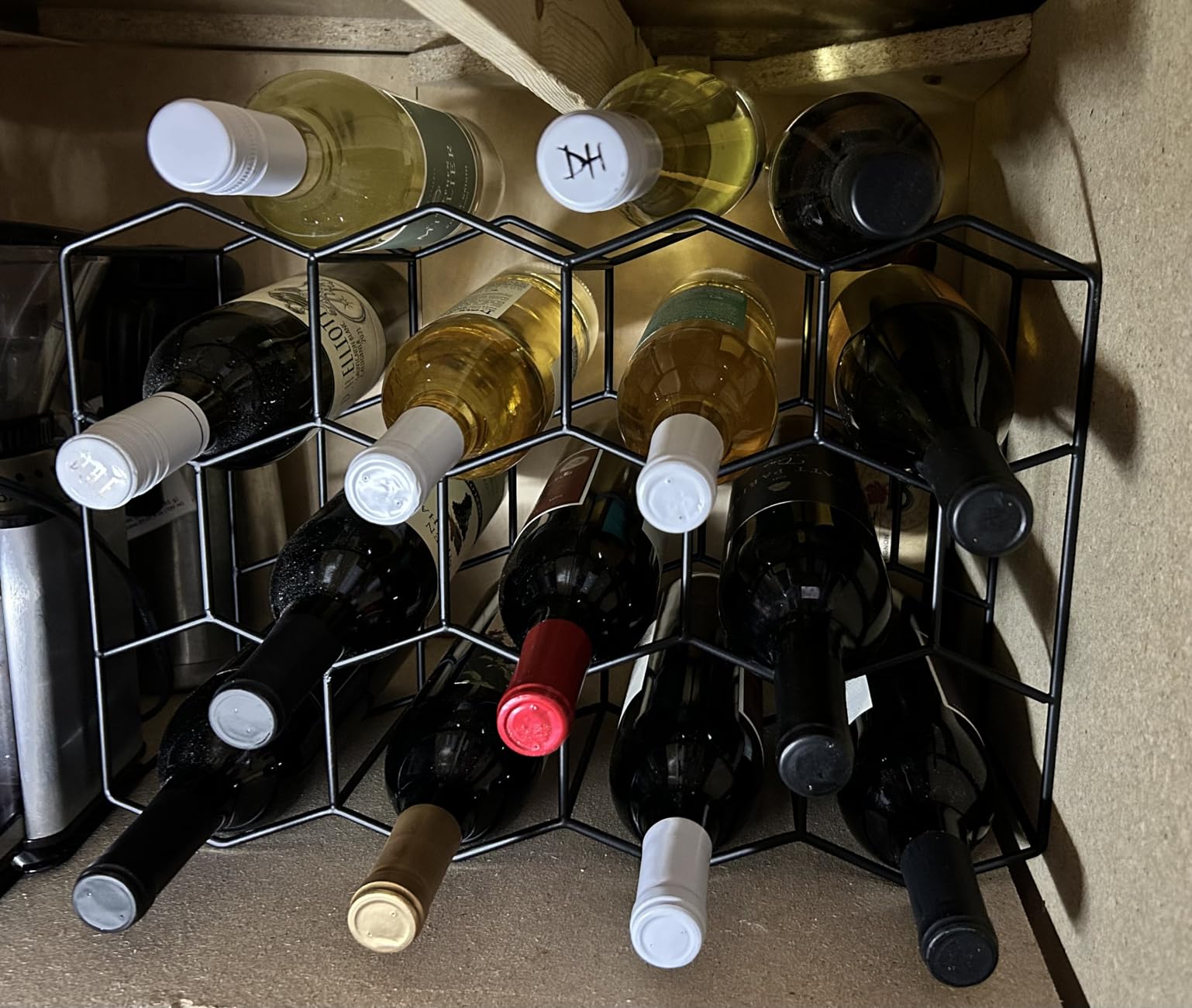Gusto Nostro Countertop Wine Rack - 14 Bottle Freestanding Modern Black Metal Small - 3 Tier Tabletop Wine Holder Stand for Cabinet, Pantry - Wine Racks Countertop - No Assembly Required customer photo 1