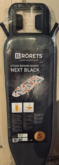 Bartnelli by Rorets Classic Ironing Board with New Patent EZ-Glide Technology, Made in Europe, Premium Iron Board with Iron Rest, 4 Layer Cover, 13x43 Surface, Height Adjustable to 36