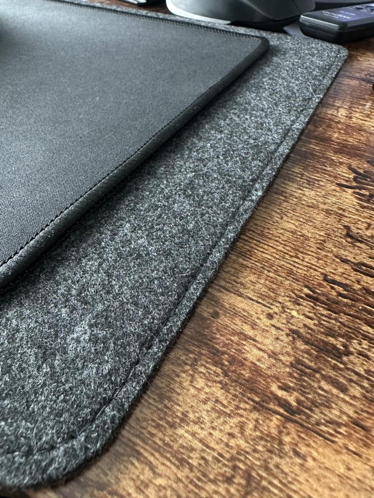 DAWNTREES Felt Desk Mat, Computer Mat for Desk, Dark Gray (36x12Inches) - Non-Slip Large Felt Mouse Pad and Keyboard Mat, Felt Desk Pad for Office and Home customer photo 2