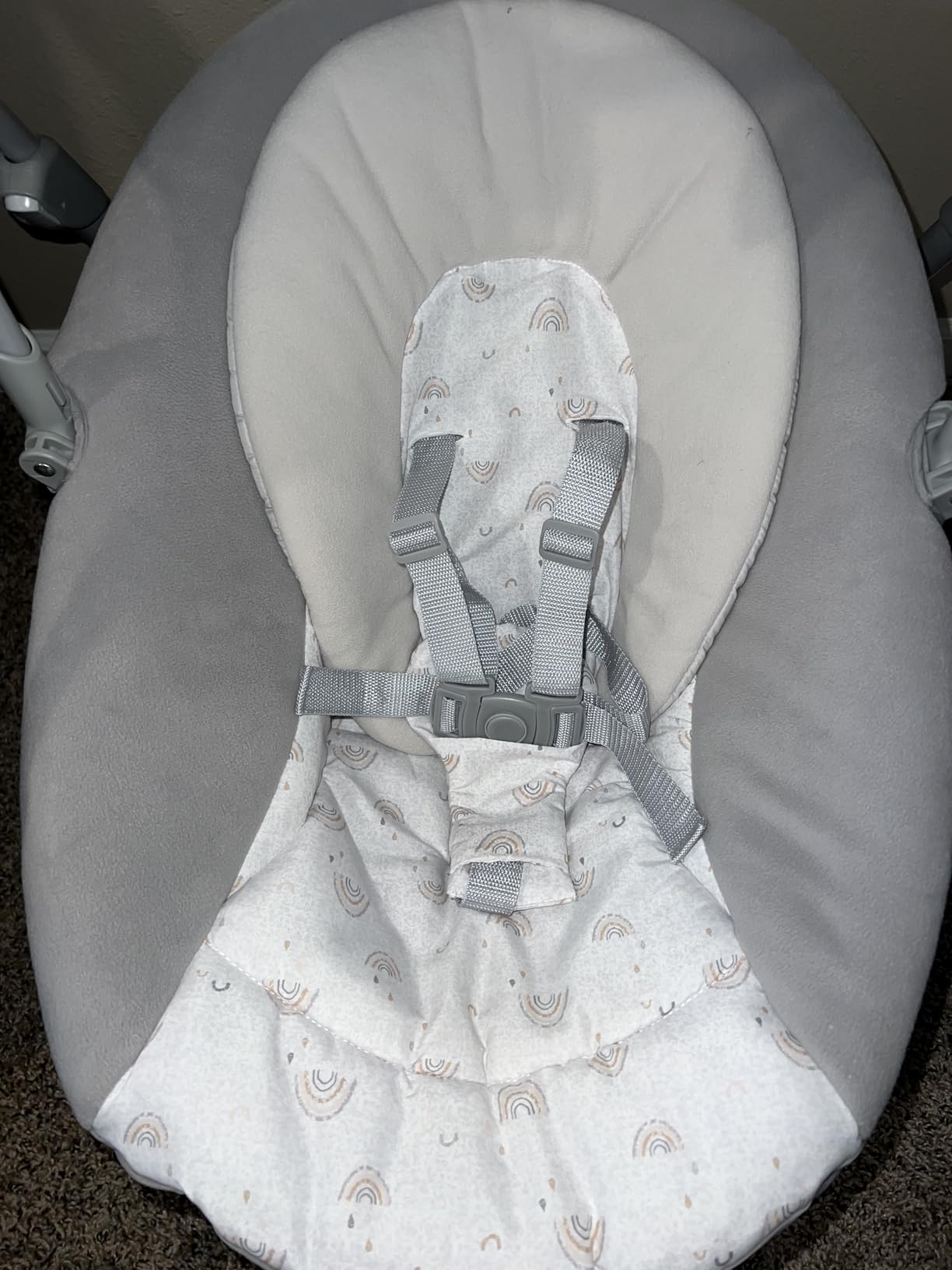Graco Slim Spaces Compact Baby Swing, Space Saving Portable Baby Swing with Height Adjustable Legs & Soft Toys, Reign customer photo 1